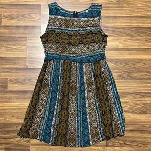 Earthbound Trading Company Sleeveless Geometric Tribal Print Dress